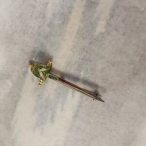 Vintage Toledo Sword With Green Damascene Handle